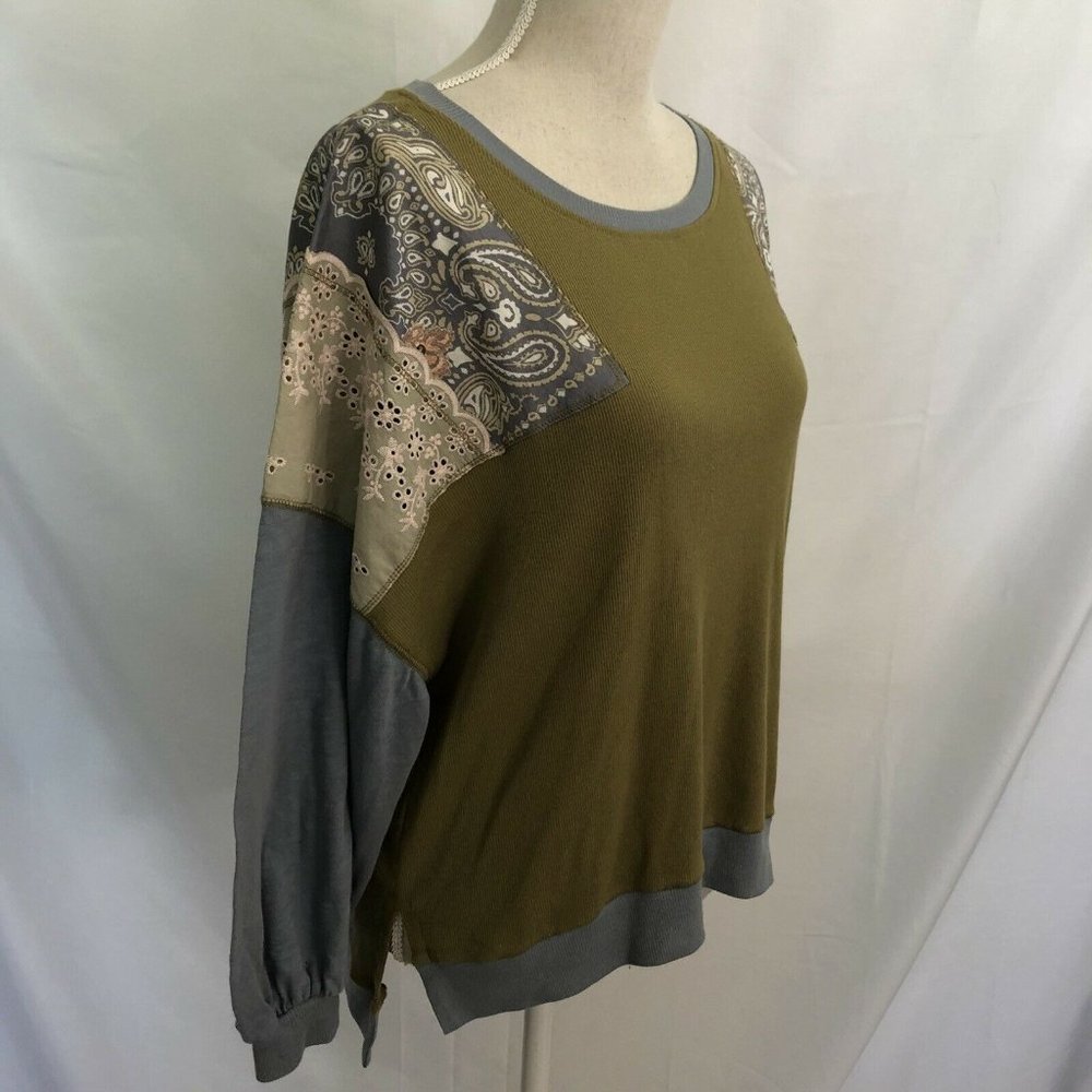 Free People Feelin It Top Relaxed Army Green XS - Picture 5 of 7